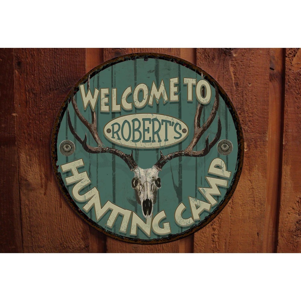 Outdoor Hunting Names - 1pc Customizable Round Hunting Camp Metal