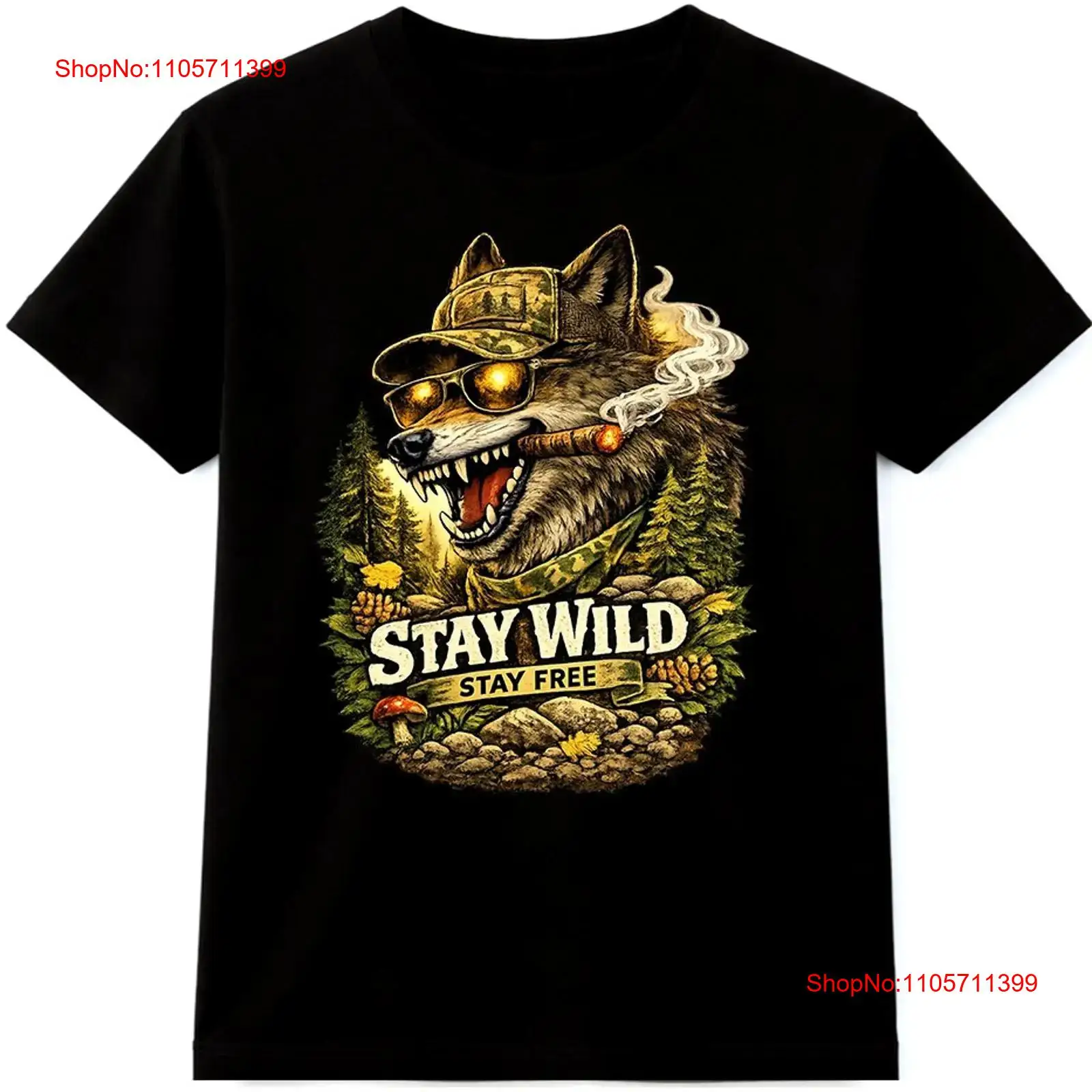 Wildman Hunting & Outdoor Robertson - Wolf T Shirt Stay Wild Free